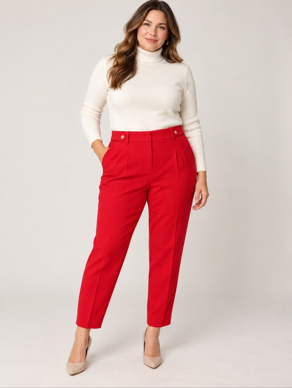 ❤️ TALBOTS HIGH RISE PLEATED WOOL BLEND TAPERED ANKLE PANTS / TROUSERS, 14 (32)